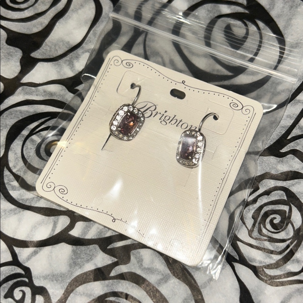 NWT Brighton Reina Leverback Pink Swarovski and Silver Earrings~ Hard to Find - Picture 6 of 7